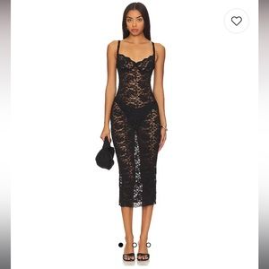 Superdown Black Lace Nada Sheer Dress